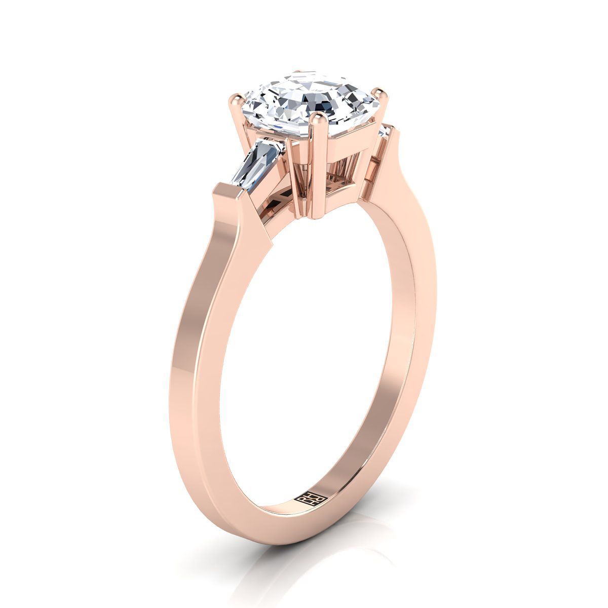 แหวนหมั้นเพชรทรงเหลี่ยม 14K Rose Gold Asscher Cut -1/4ctw