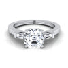 แหวนหมั้นทองคำขาว 14K Asscher Cut Diamond Tapered Baguette Accent -1/4ctw