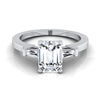 Platinum Emerald Cut Diamond Tapered Baguette Accent Engagement Ring -1/4ctw