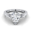 แหวนหมั้นเพชร 14K White Gold Pear Shape Center Diamond Tapered Baguette Accent -1/4ctw