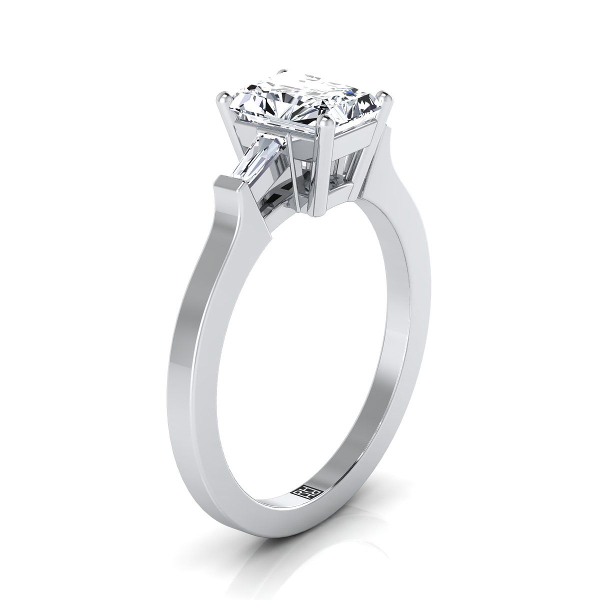 แหวนหมั้นเพชร 14K White Gold Radiant Cut Center 1/4ctw