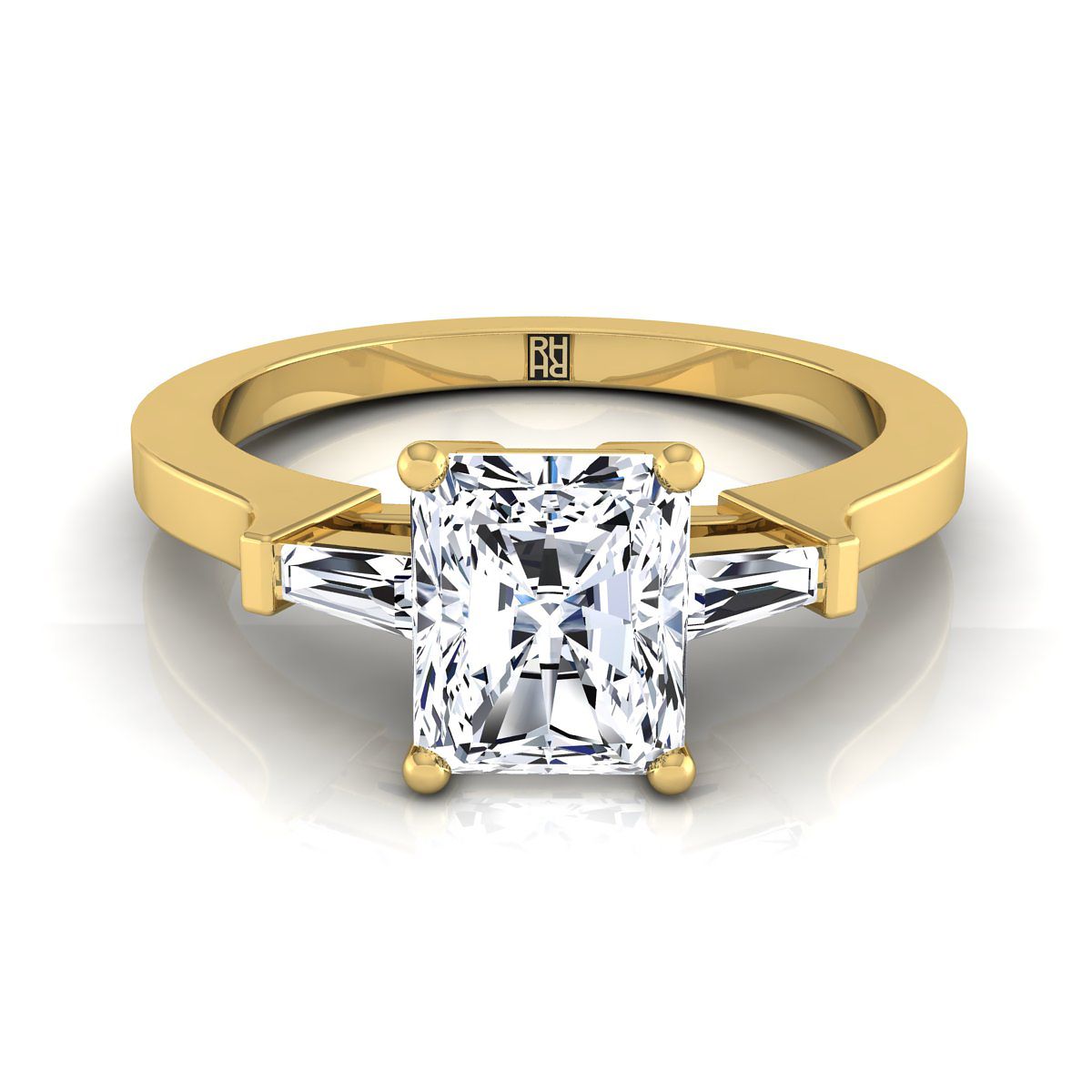 แหวนหมั้นเพชร 18K Yellow Gold Radiant Cut Center -1/4ctw