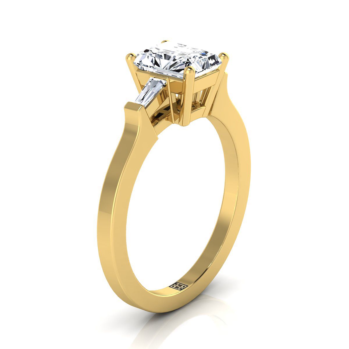 แหวนหมั้นเพชร 18K Yellow Gold Radiant Cut Center -1/4ctw