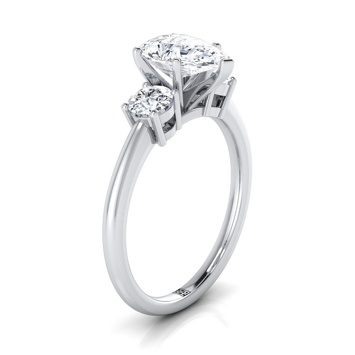 แหวนหมั้นเพชร 14K White Gold Pear Shape Center Diamond 1/4ctw