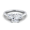 แหวนหมั้นเพชรเม็ดกลาง 14K White Gold Radiant Cut เข้ากันได้อย่างลงตัว -1/4ctw