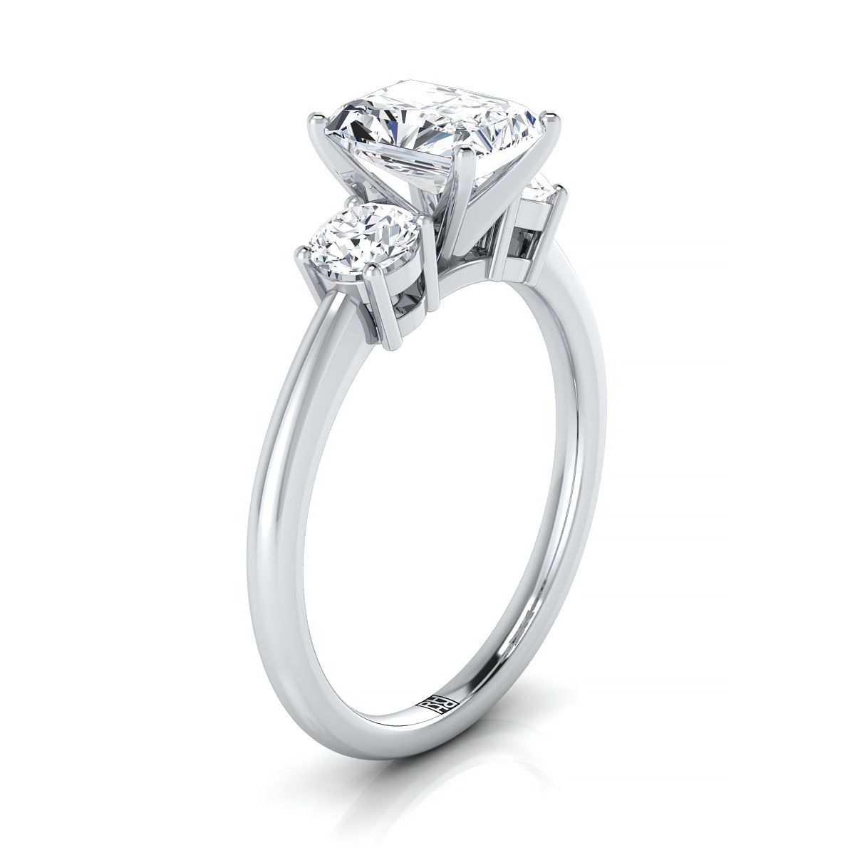 แหวนหมั้นเพชรเม็ดกลาง 14K White Gold Radiant Cut เข้ากันได้อย่างลงตัว -1/4ctw