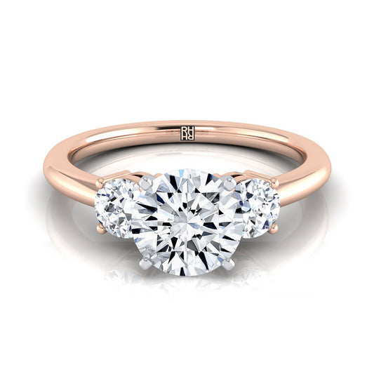 14K Rose Gold Round Brilliant Diamond จับคู่อย่างลงตัวแหวนหมั้นเพชรสามหิน -1/4ctw