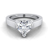 แหวนหมั้นเพชร 14K White Gold Heart Shape Center Cathedral Style Solitaire