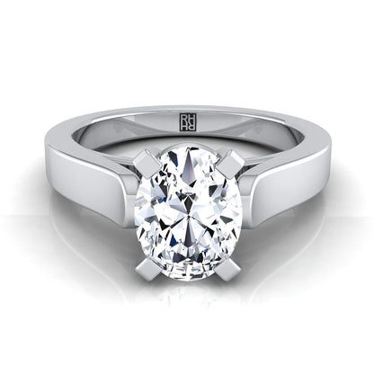 Platinum Oval  Cathedral Style Solitaire Engagement Ring