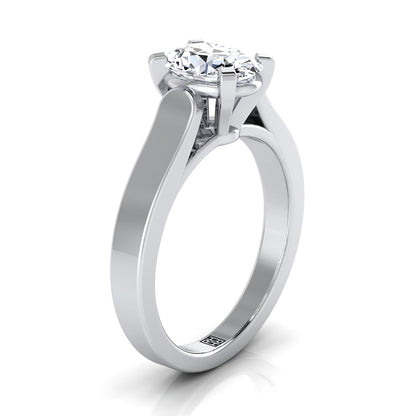 Platinum Oval  Cathedral Style Solitaire Engagement Ring