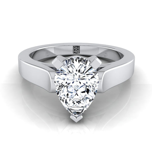 Platinum Pear Shape Center  Cathedral Style Solitaire Engagement Ring