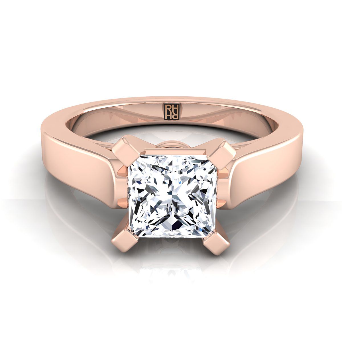 แหวนหมั้น Solitaire สไตล์เจ้าหญิงคัตโรสโกลด์ 14K