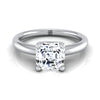 แหวนหมั้นเพชร 14K White Gold Asscher Cut Rounded Comfort Fit Solitaire