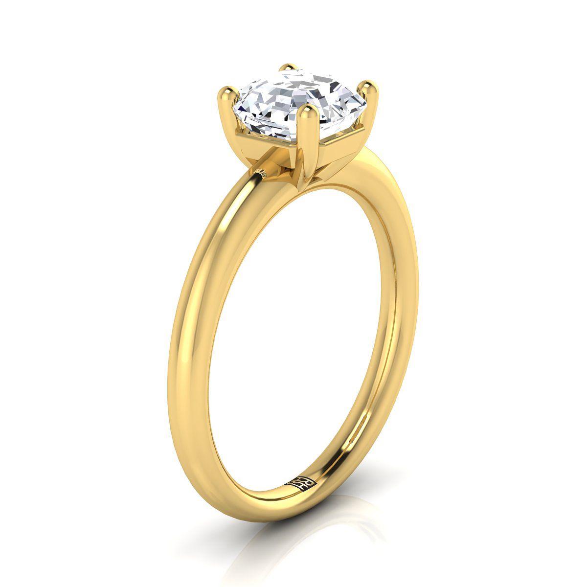 แหวนหมั้นทอง 18K Asscher Cut Rounded Comfort Fit Solitaire