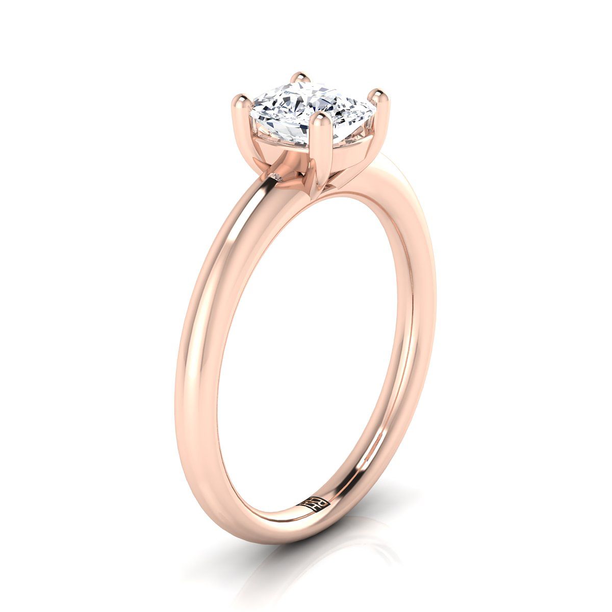 แหวนหมั้นเพชร 14K Rose Gold Cushion Rounded Comfort Fit Solitaire