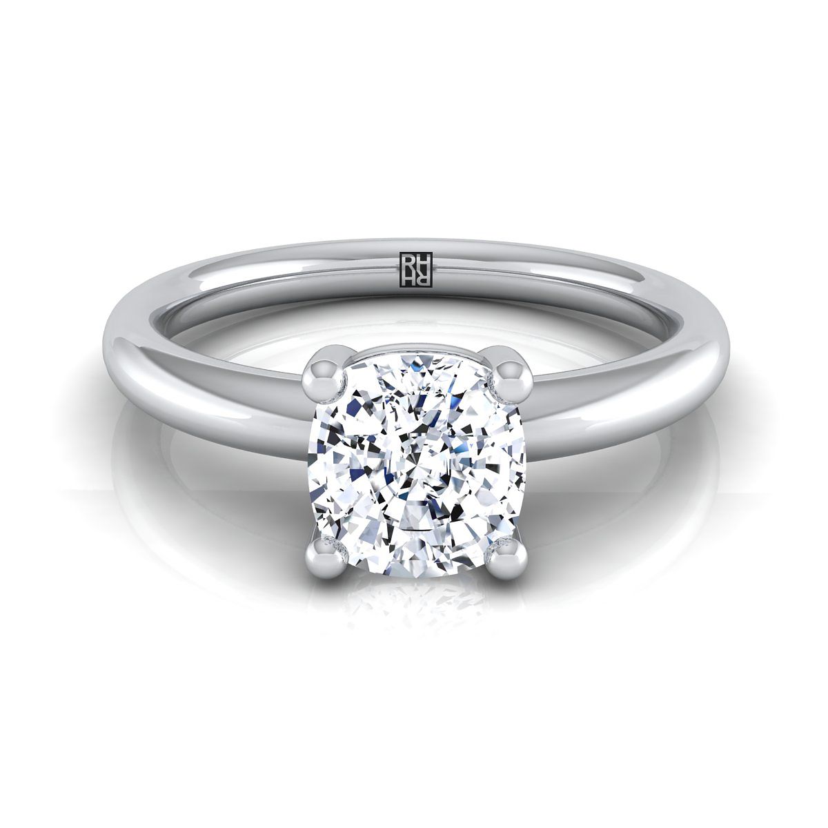 แหวนหมั้นเพชร 14K White Gold Cushion Rounded Comfort Fit Solitaire