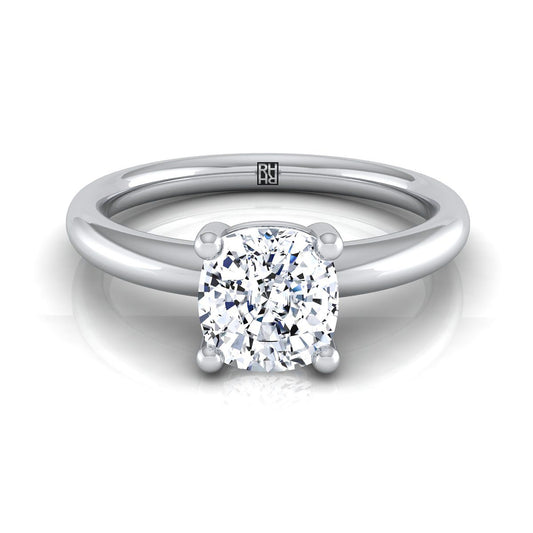 แหวนหมั้นเพชร 14K White Gold Cushion Rounded Comfort Fit Solitaire