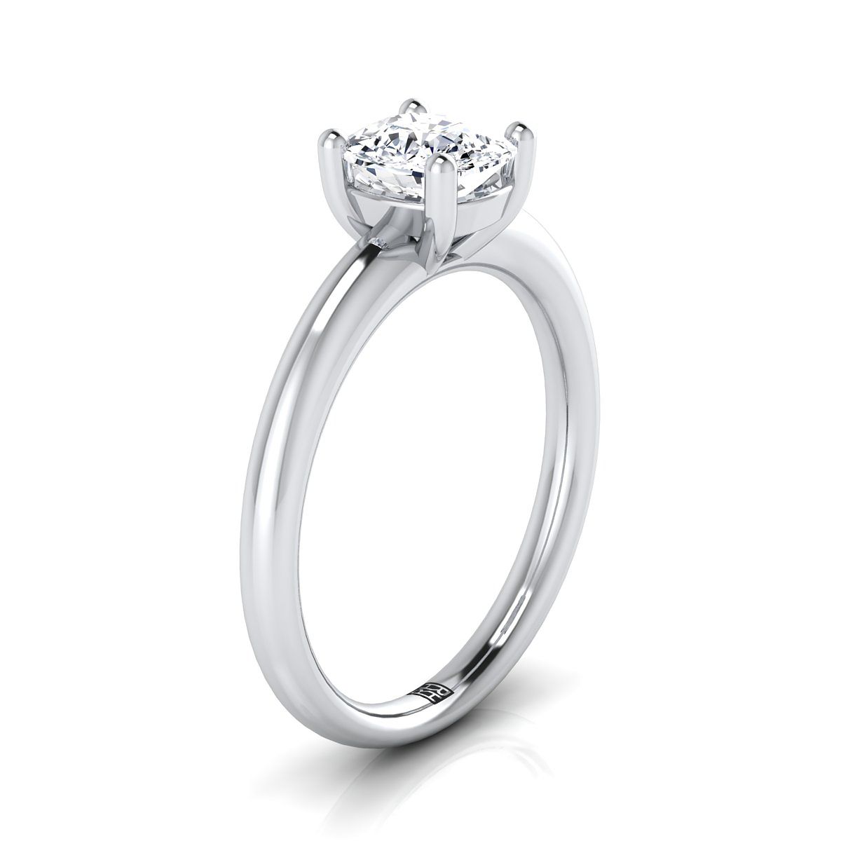 แหวนหมั้นเพชร 14K White Gold Cushion Rounded Comfort Fit Solitaire