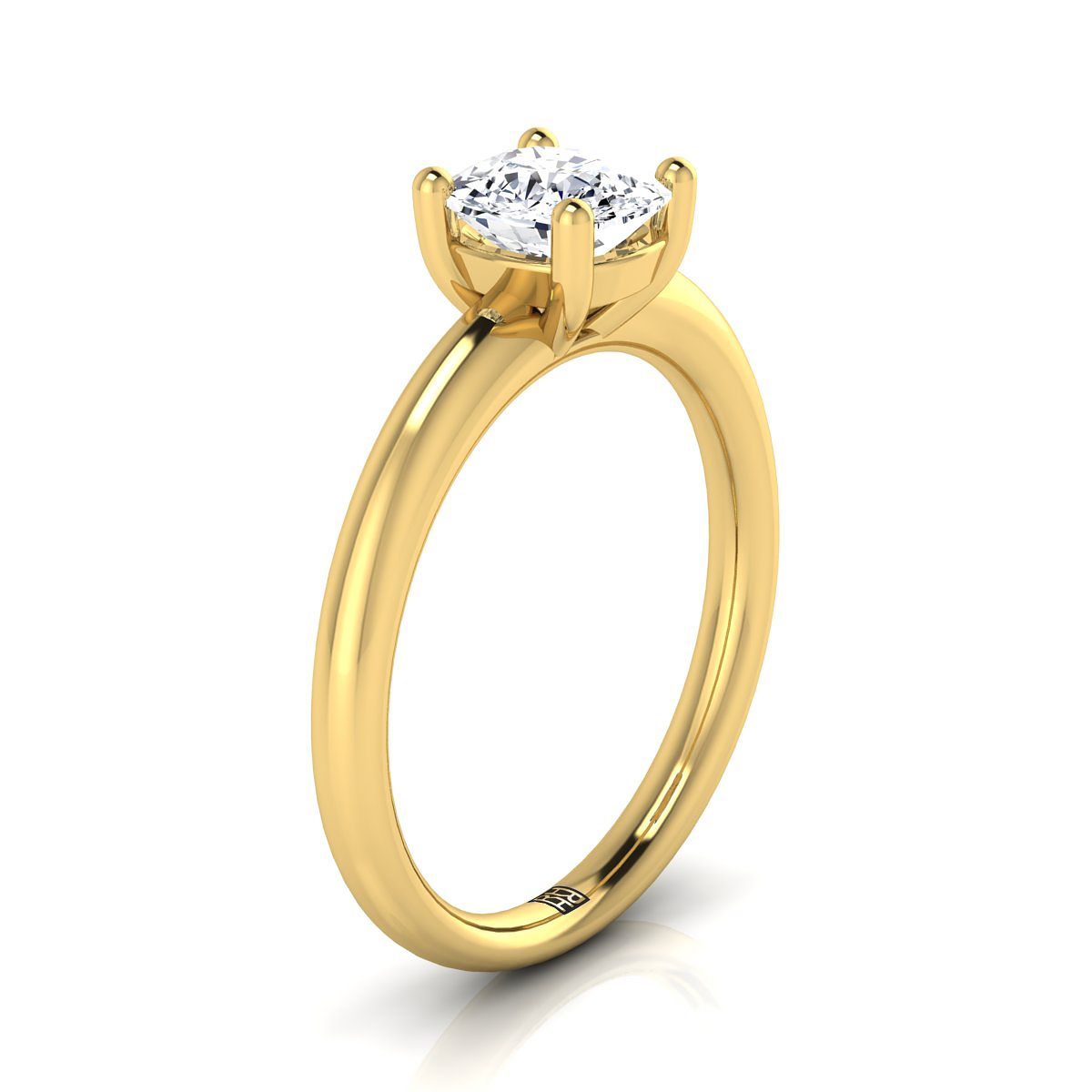 แหวนหมั้นเพชรเม็ดเดี่ยว 14K Yellow Gold Cushion Rounded Comfort Fit Solitaire