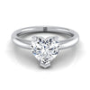 แหวนหมั้นเพชร 14K White Gold Heart Shape Center Rounded Comfort Fit Solitaire