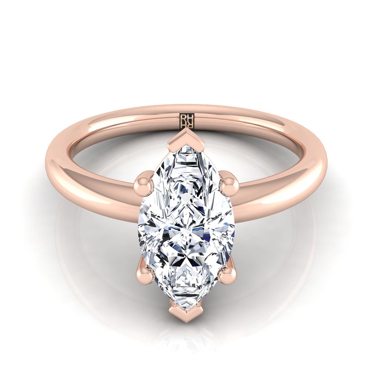 แหวนหมั้นเพชร 14K Rose Gold Marquise Comfort Fit Solitaire