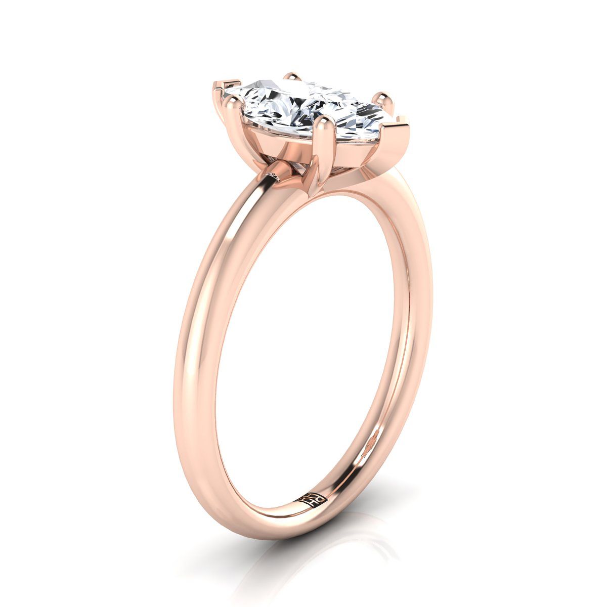 แหวนหมั้นเพชร 14K Rose Gold Marquise Comfort Fit Solitaire