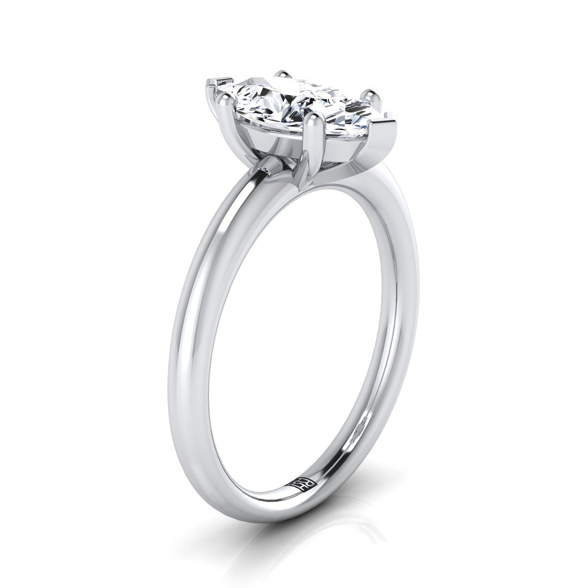 แหวนหมั้นเพชรไวท์โกลด์ 18K Marquise Comfort Fit Solitaire