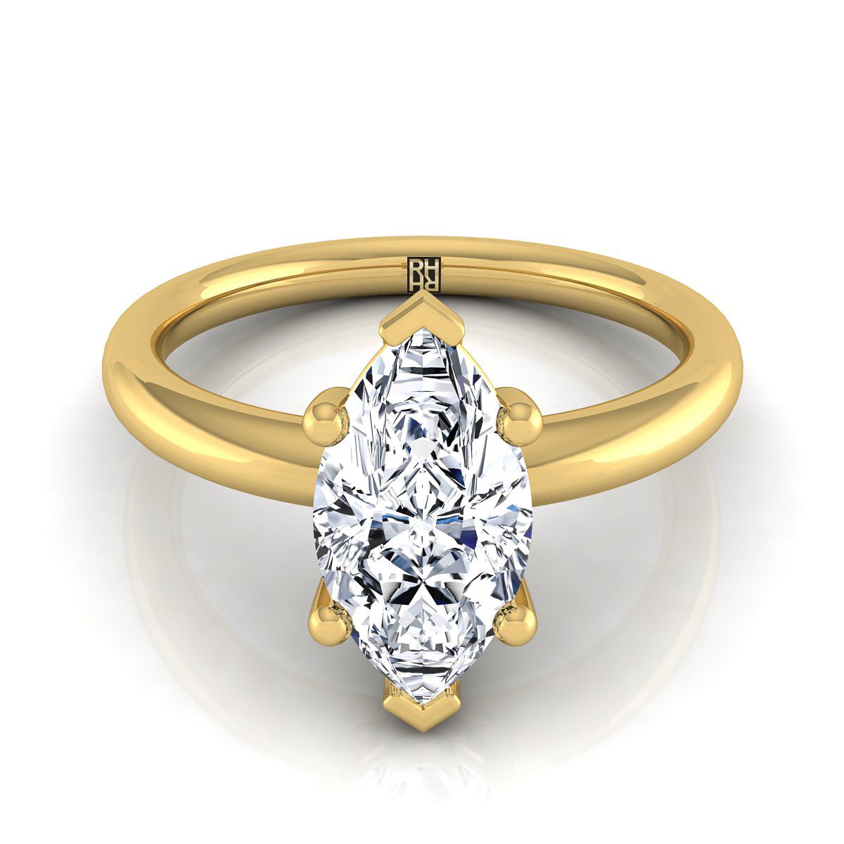 แหวนหมั้นเพชรสีเหลืองทอง 18K Marquise Comfort Fit Solitaire