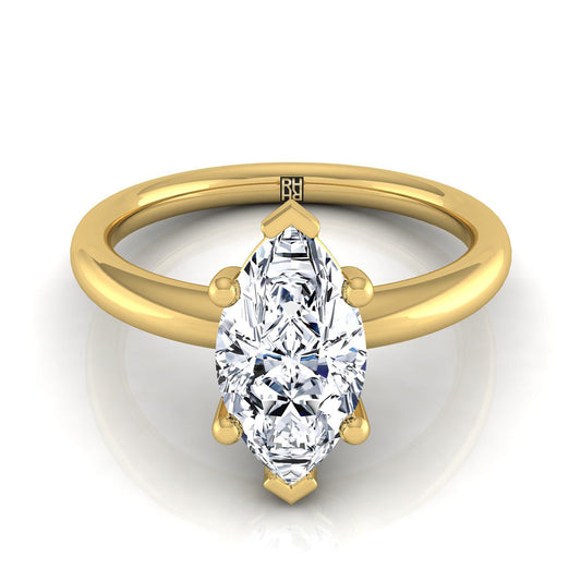 แหวนหมั้นเพชรสีเหลืองทอง 18K Marquise Comfort Fit Solitaire