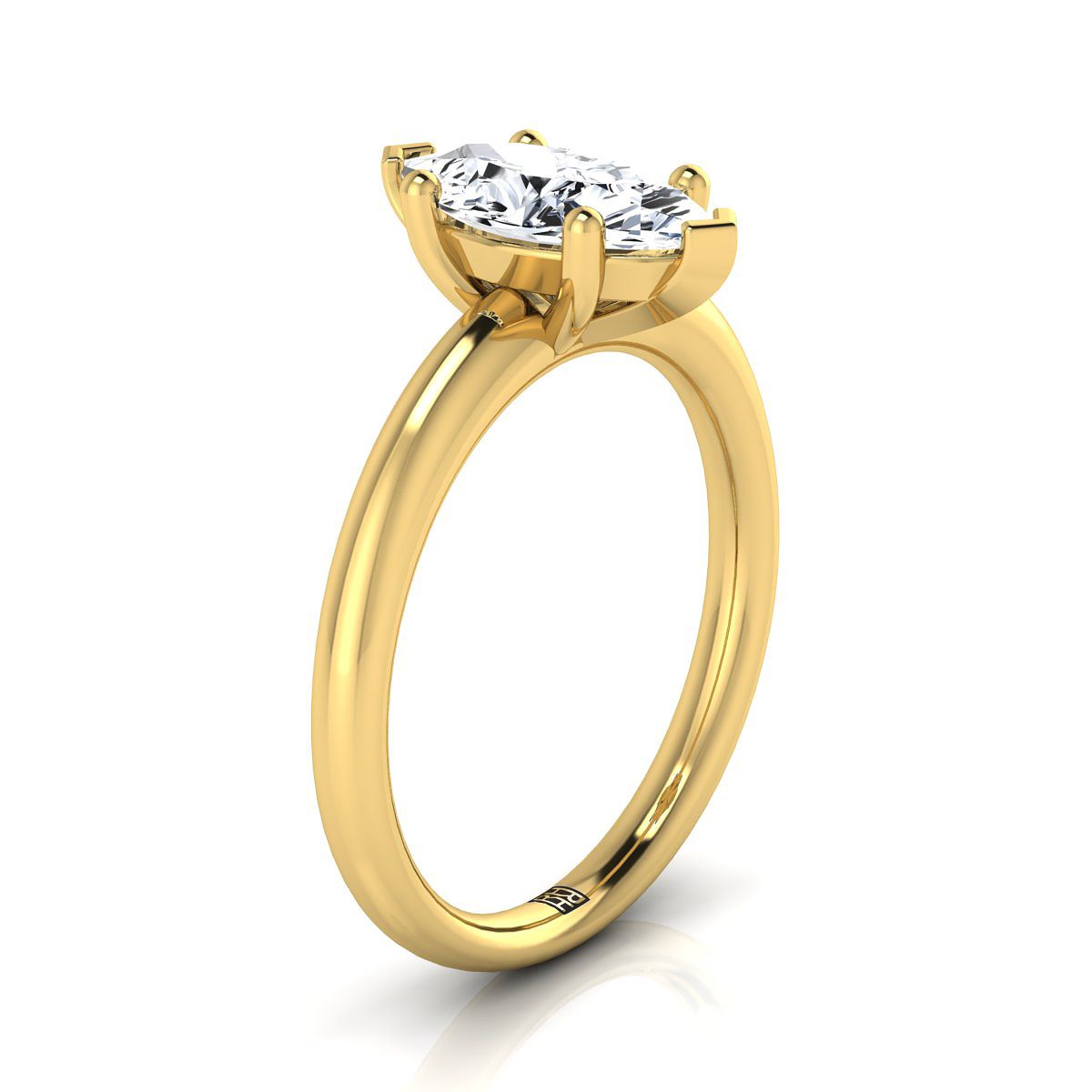 แหวนหมั้นเพชรสีเหลืองทอง 18K Marquise Comfort Fit Solitaire