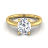 14K Yellow Gold Oval Rounded Comfort Fit Solitaire Engagement Ring