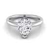 แหวนหมั้นเพชร 18K White Gold Pear Shape Center Rounded Comfort Fit Solitaire