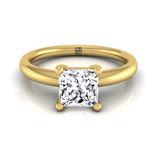 แหวนหมั้นเพชรเยลโลว์โกลด์ 14K ดีไซน์โค้งมน Comfort Fit Solitaire