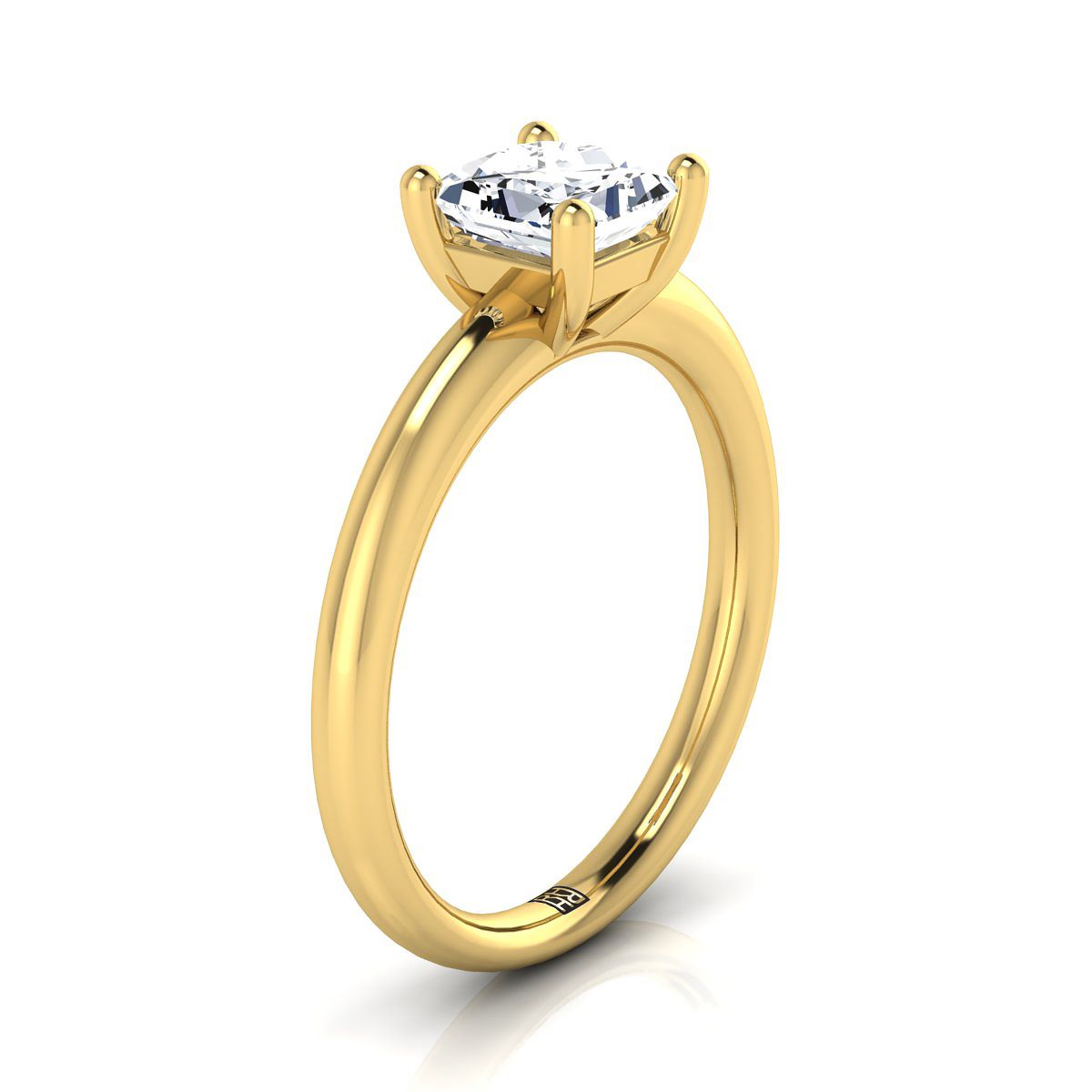 14K Yellow Gold Princess Cut Rounded Comfort Fit Solitaire Engagement Ring