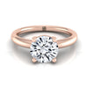 แหวนหมั้นเล่นไพ่คนเดียว 14K Rose Gold Round Brilliant Rounded Comfort Fit Solitaire