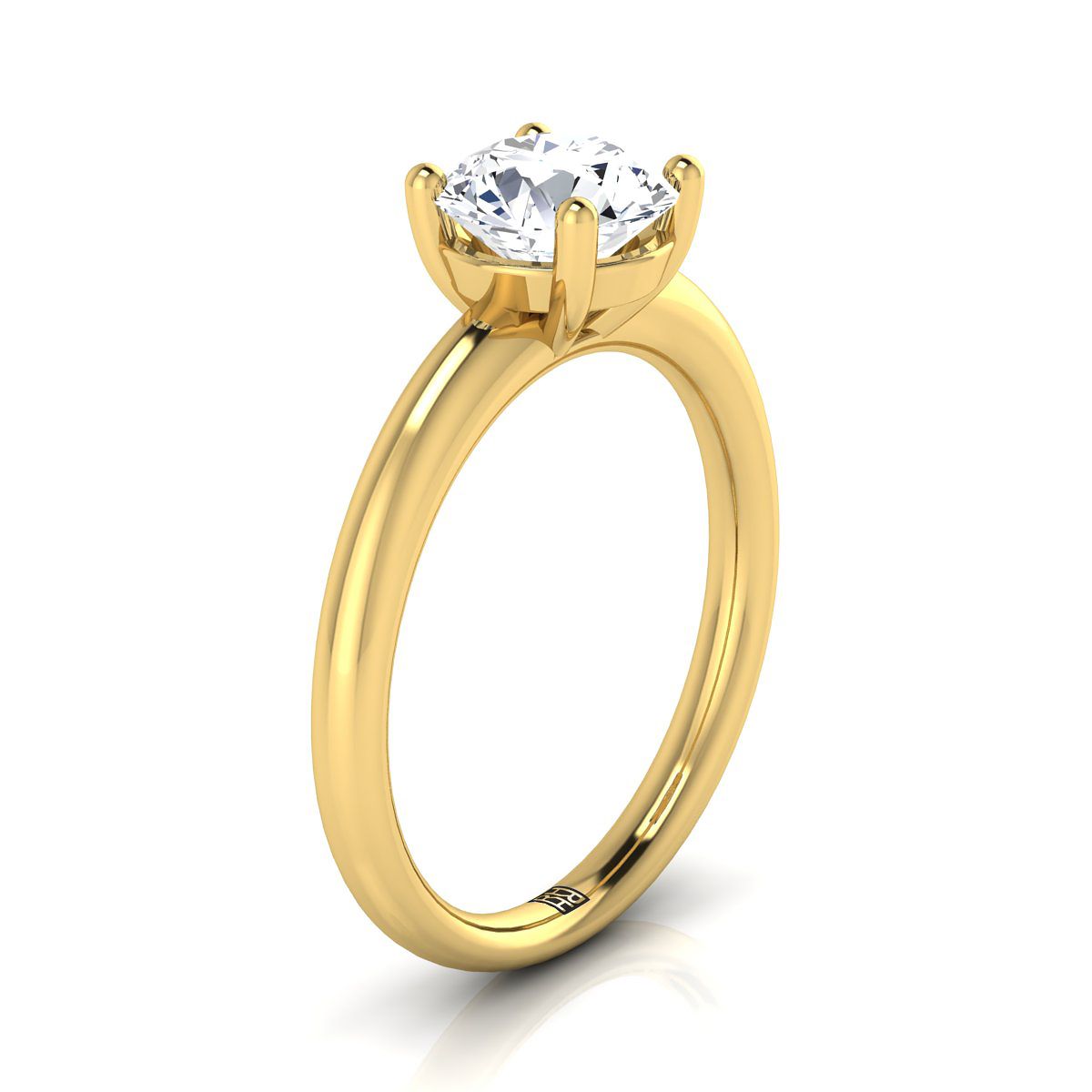 18K Yellow Gold Round Brilliant Rounded Comfort Fit Solitaire Engagement Ring