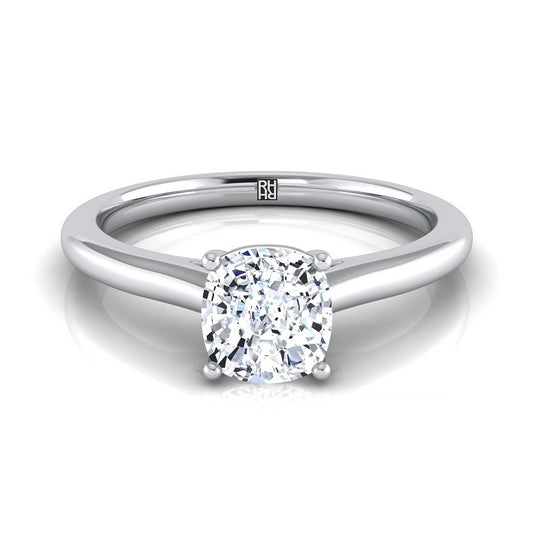 แหวนหมั้นทองคำขาว 18K เบาะรองนั่งแบบบีบ Comfort Fit Claw Prong Solitaire