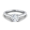 18K White Gold Cushion  Pinched Comfort Fit Claw Prong Solitaire Engagement Ring