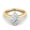 แหวนหมั้นเพชรเยลโลว์โกลด์ 18K Marquise Comfort Fit Claw Prong Solitaire