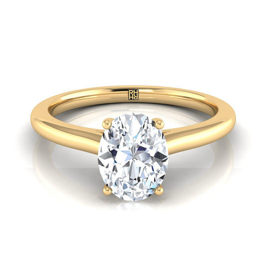 แหวนหมั้นทอง 14K สีเหลืองทอง 14K บีบ Comfort Fit Claw Prong Solitaire