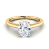 18K Yellow Gold Oval  Pinched Comfort Fit Claw Prong Solitaire Engagement Ring