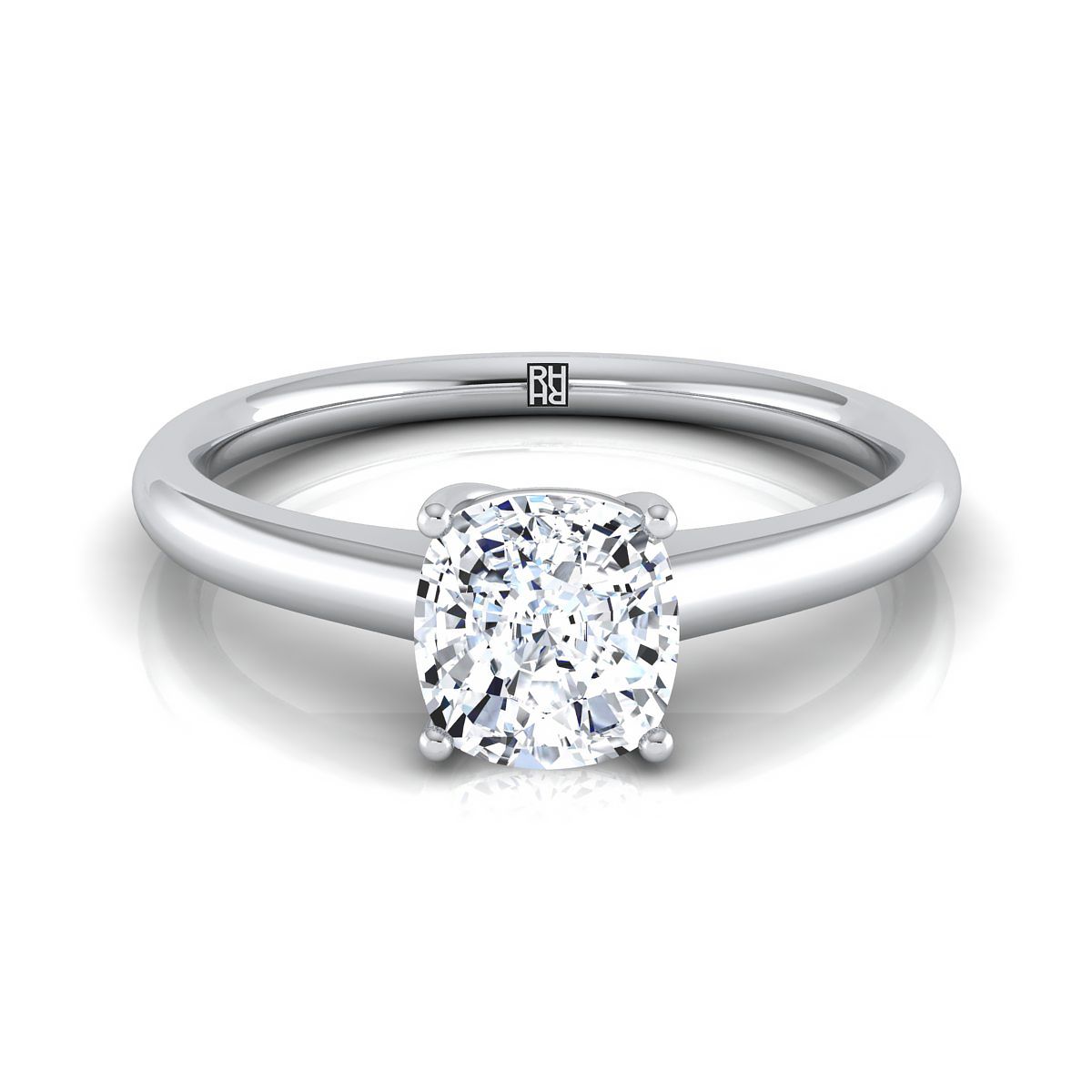 Platinum Cushion Contemporary Comfort Fit Solitaire Engagement Ring