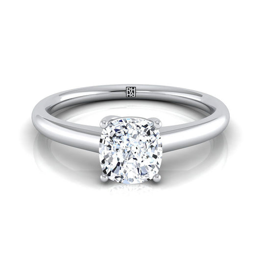 Platinum Cushion Contemporary Comfort Fit Solitaire Engagement Ring