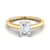 14K Yellow Gold Emerald Cut Contemporary Comfort Fit Solitaire Engagement Ring