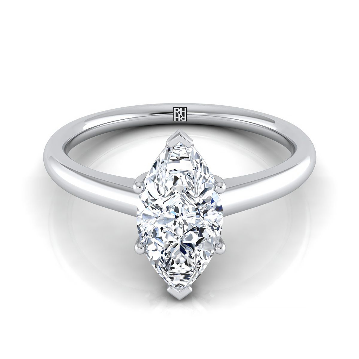 แหวนหมั้นเพชรแพลตตินัม Marquise Contemporary Comfort Fit Solitaire