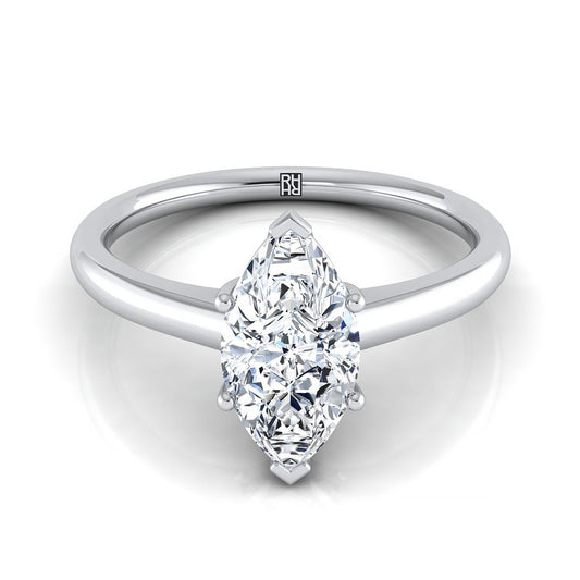 แหวนหมั้นเพชรไวท์โกลด์ 14K Marquise Comfort Fit Solitaire