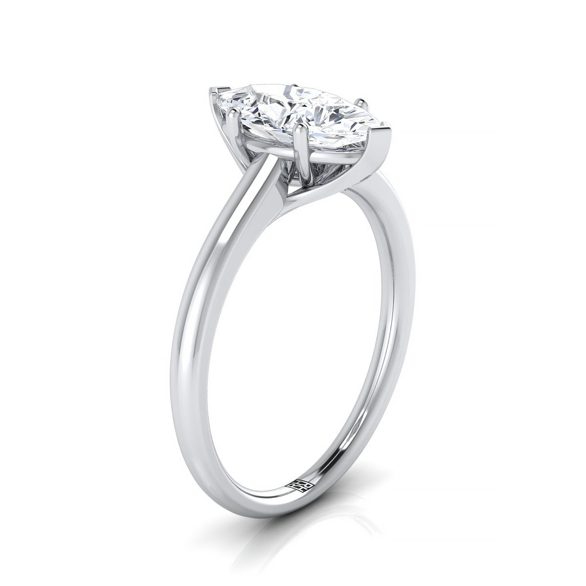 แหวนหมั้นเพชรแพลตตินัม Marquise Contemporary Comfort Fit Solitaire