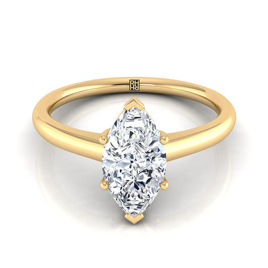 แหวนหมั้นเพชรสีเหลืองทอง 18K Marquise Comfort Fit Solitaire