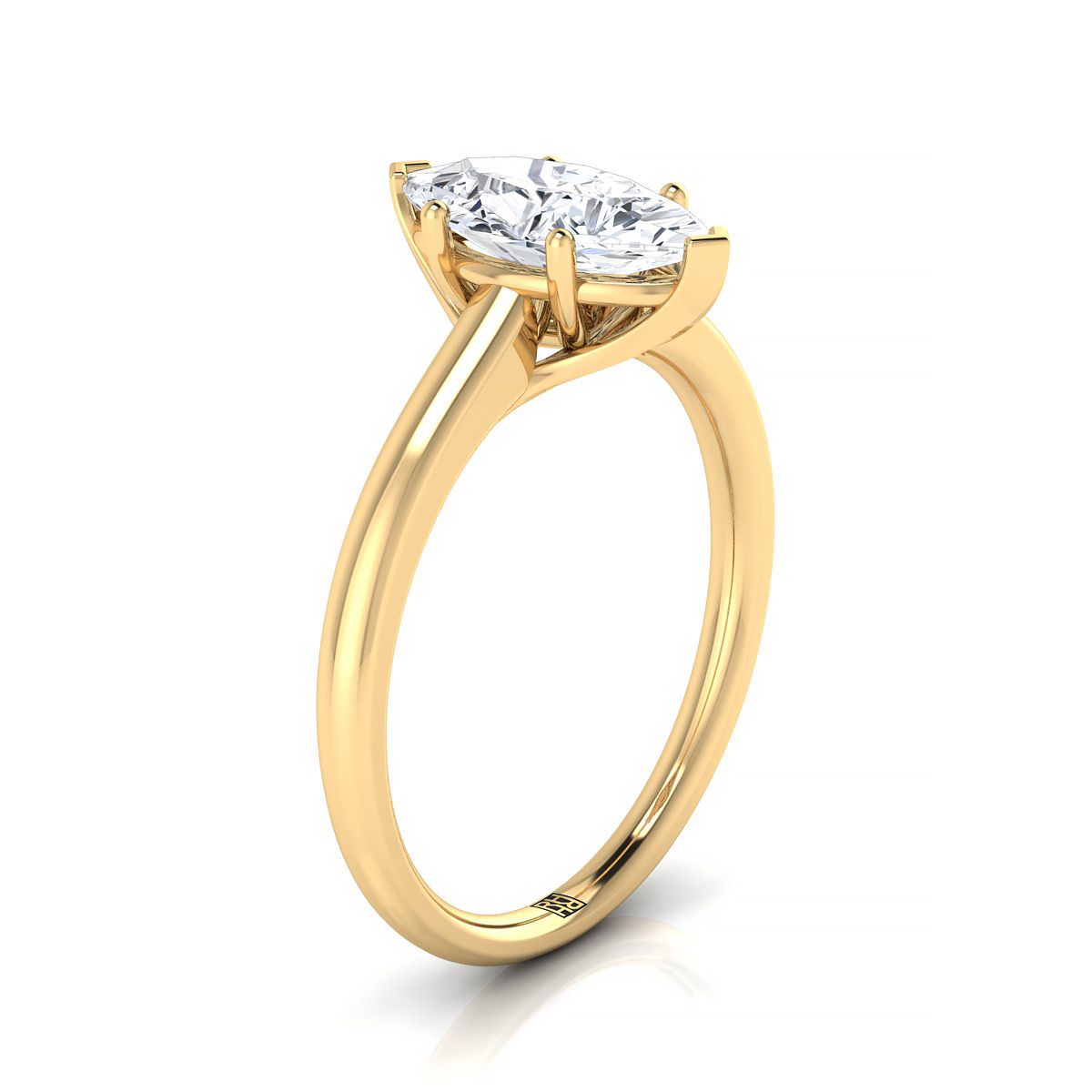 แหวนหมั้นเพชรสีเหลืองทอง 18K Marquise Comfort Fit Solitaire