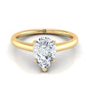 14K Yellow Gold Pear Shape Center Contemporary Comfort Fit Solitaire Engagement Ring